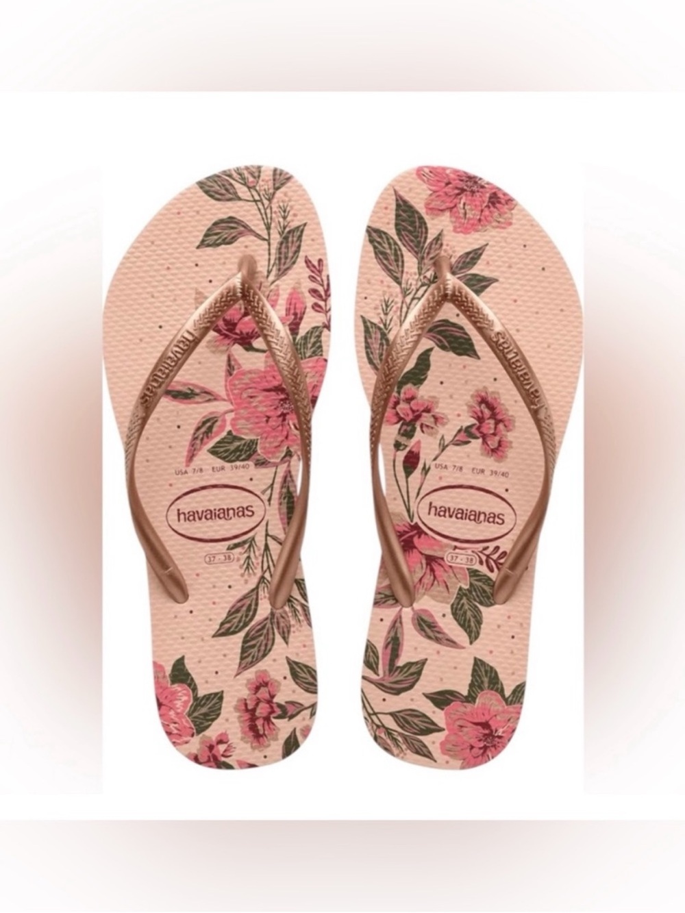 New HAVAIANAS Floral Print Slim Flip Flops
